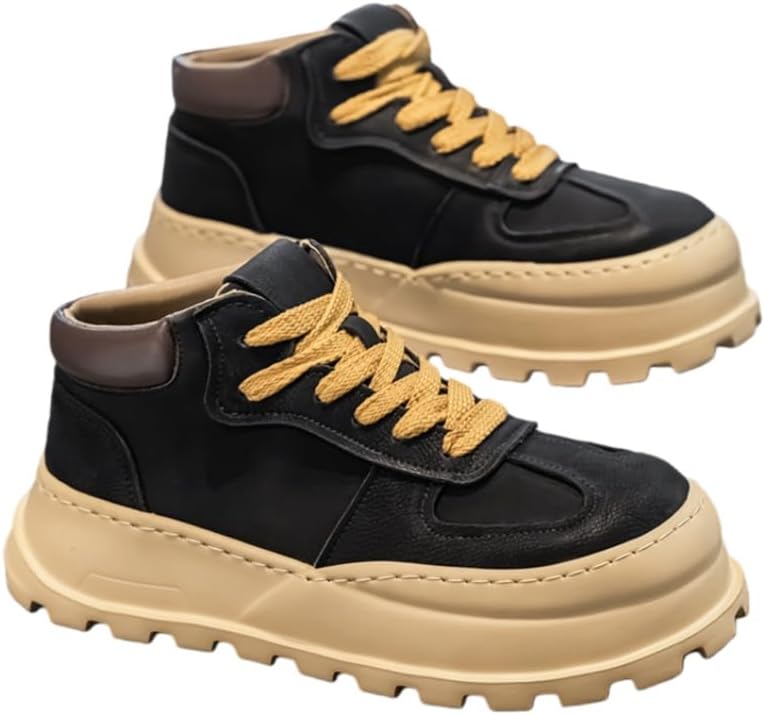 

Мужские спортивные повседневные туфли с толстой подошвой - шнуровка, универсальные, дышащие, высокие мужские кроссовки Clolinde, черный