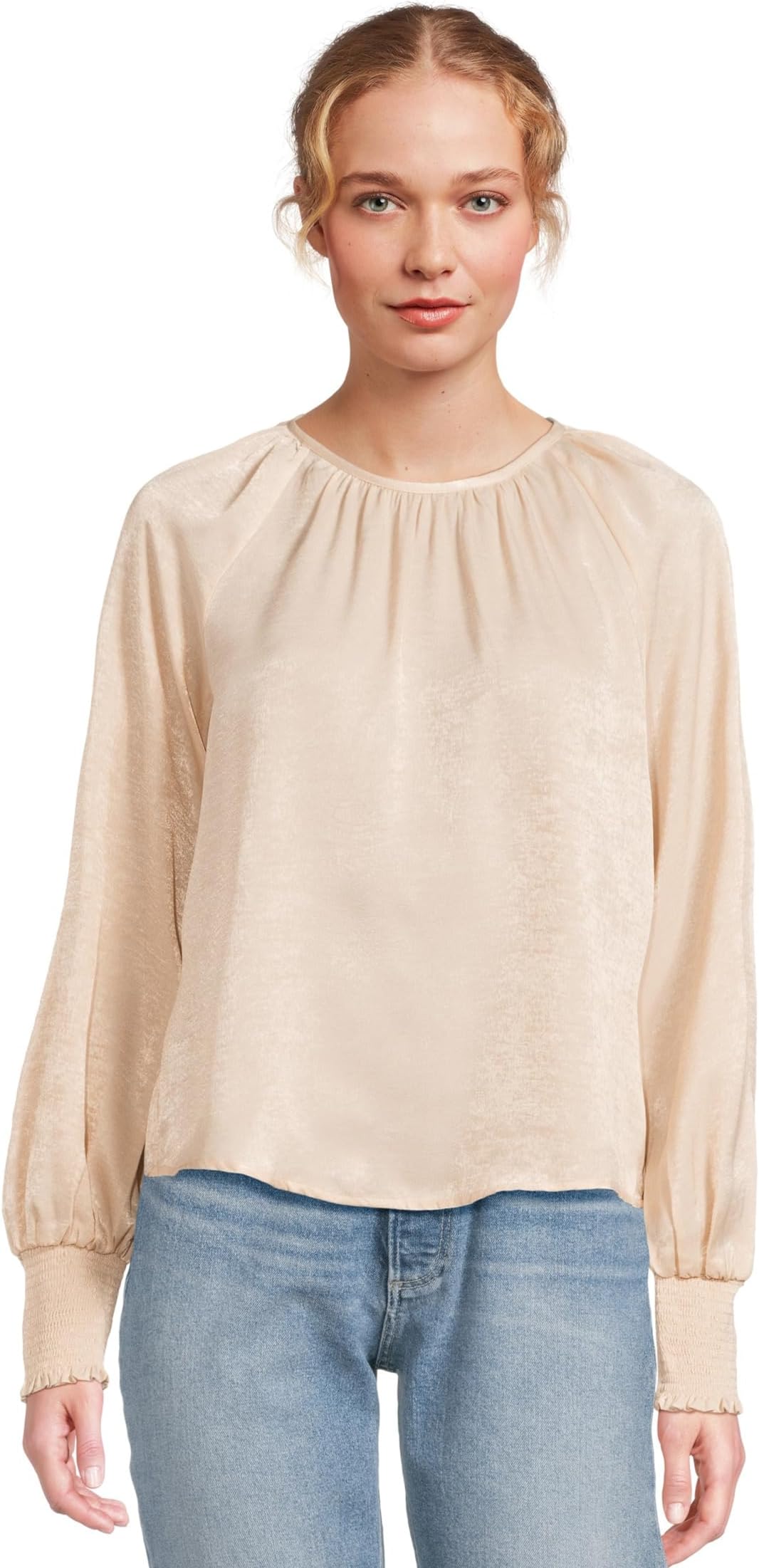 

Топ Michael Stars Fabi Smocked Sleeve Top, цвет Champagne