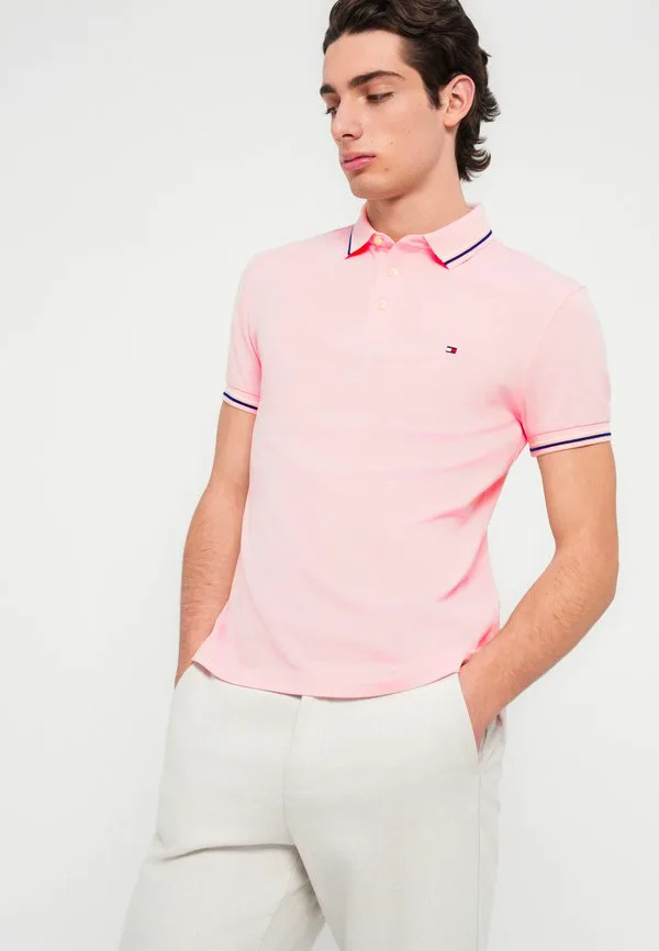 Поло-Рубашка из пике приталенного кроя с отделкой. Tommy Hilfiger, Pink — фото 4