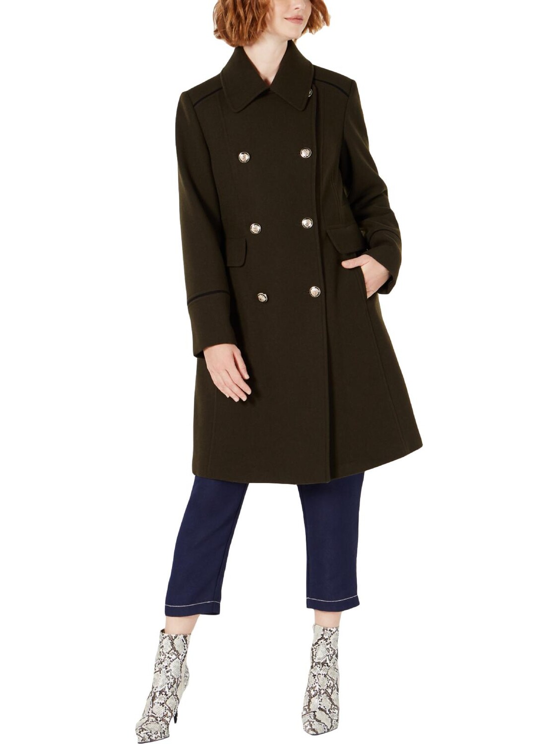 

Женское двубортное шерстяное пальто из смесовой шерсти Vince Camuto, цвет Loden