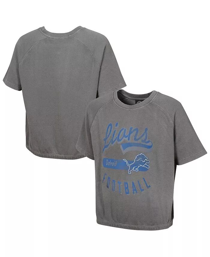 

Женский серый топ с короткими рукавами Detroit Lions Mineral Wash Outerstuff