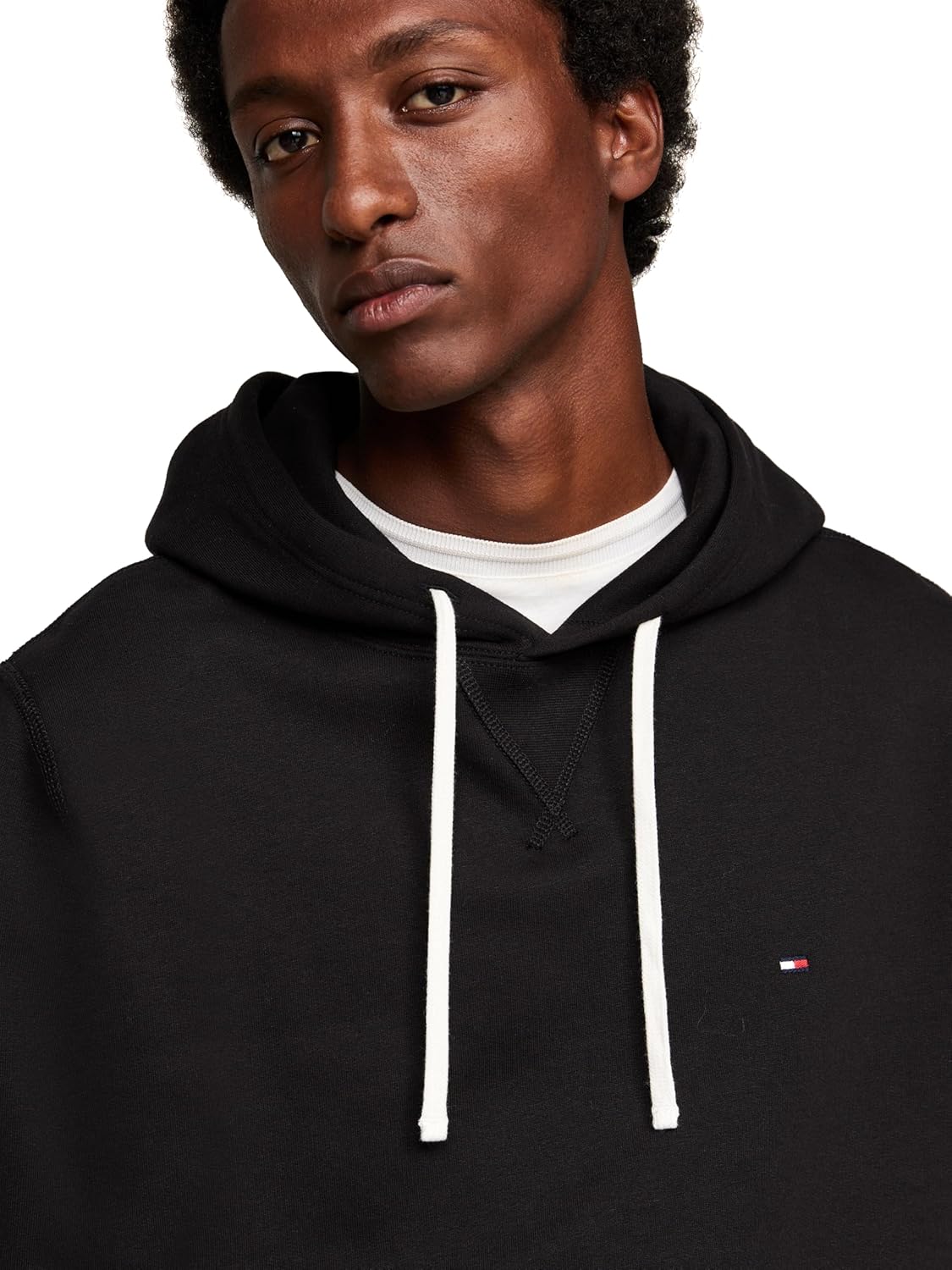 Мужская флисовая толстовка с капюшоном Tommy Hilfiger средней плотности, также доступна в размерах для больших и высоких мужчин, Black — фото 2