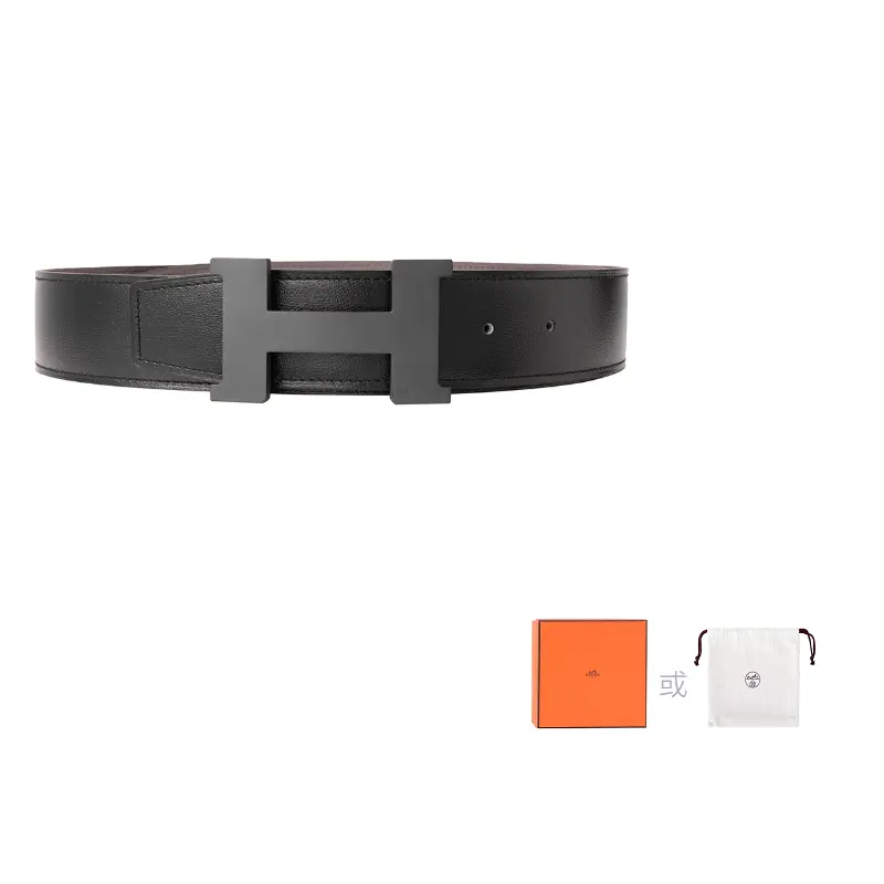 

HERMES Кожаный мужской ремень черно-серый, Black/Gray