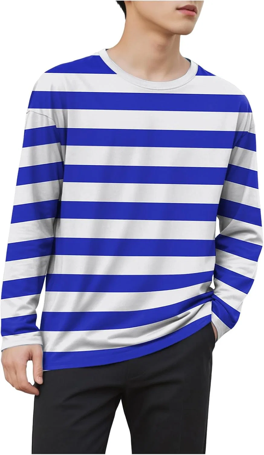 Футболка с длинным рукавом, полосатая, Basic Breton Basque Border Shirt, синий