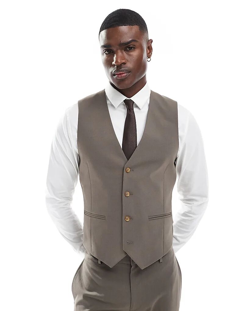 

Узкий жилет ASOS DESIGN из норки коричневого цвета