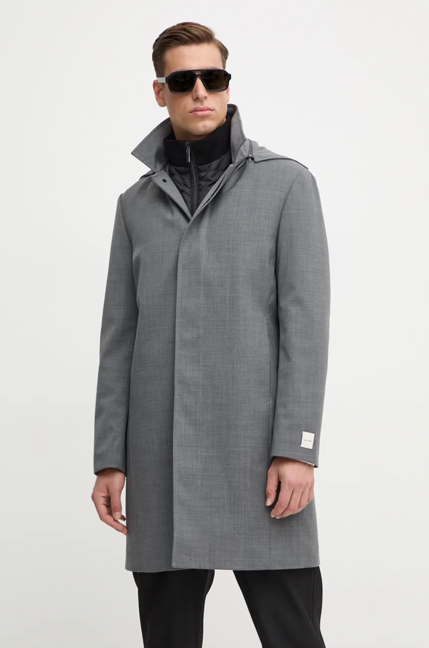 

Пальто с добавлением шерсти Calvin Klein, серый