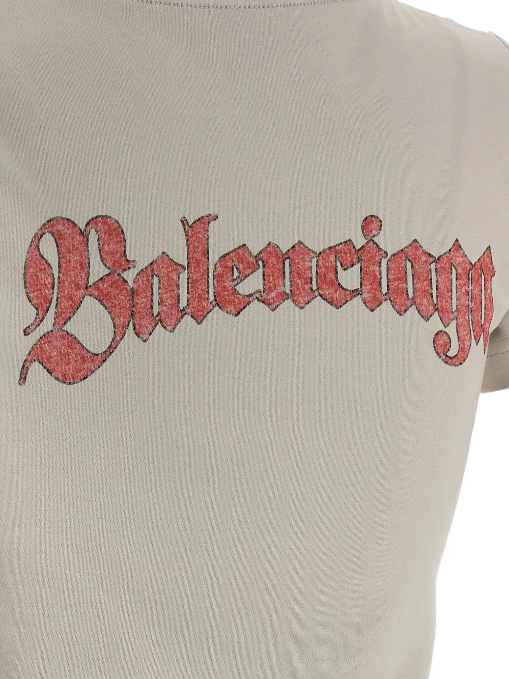 Футболка с круглым вырезом и принтом логотипа Balenciaga, нейтральный — фото 4