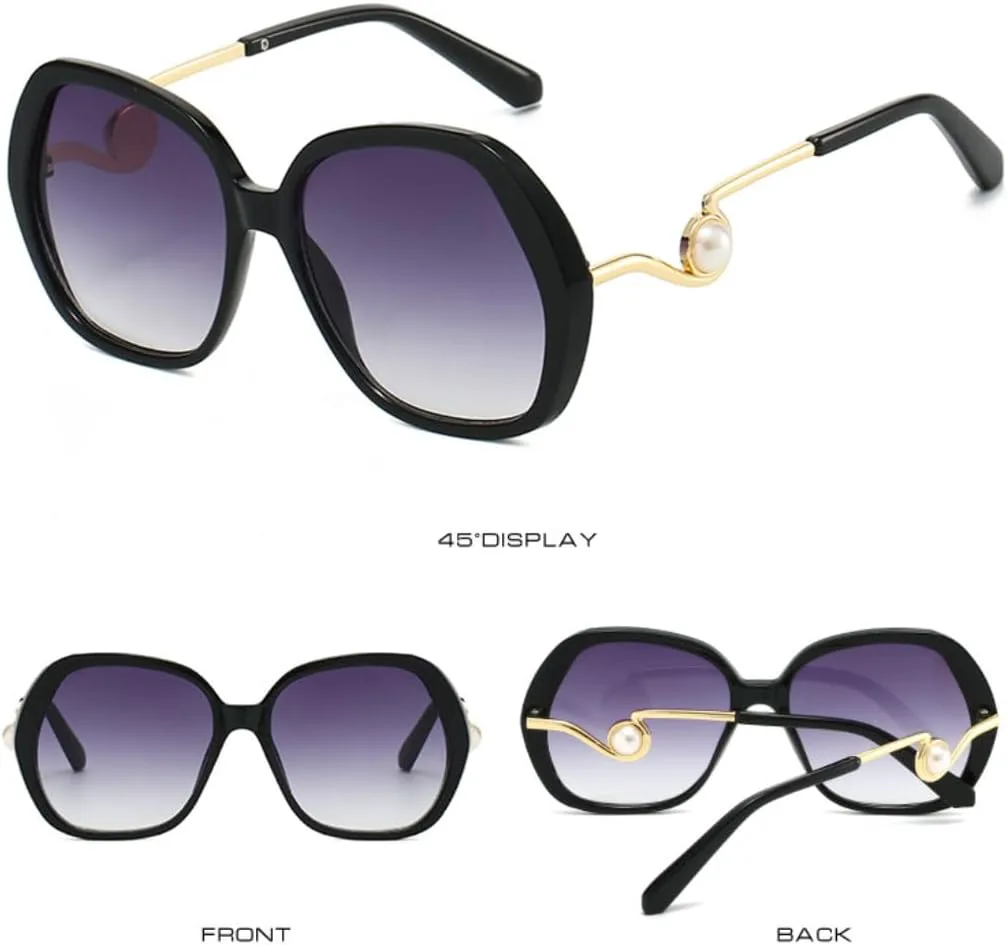 

Роскошные женские солнцезащитные очки с леопардовым градиентом, овальной формы, с нерегулярным геометрическим узором, жемчужные мужские очки UV400 VVTWSSW, Black Grey