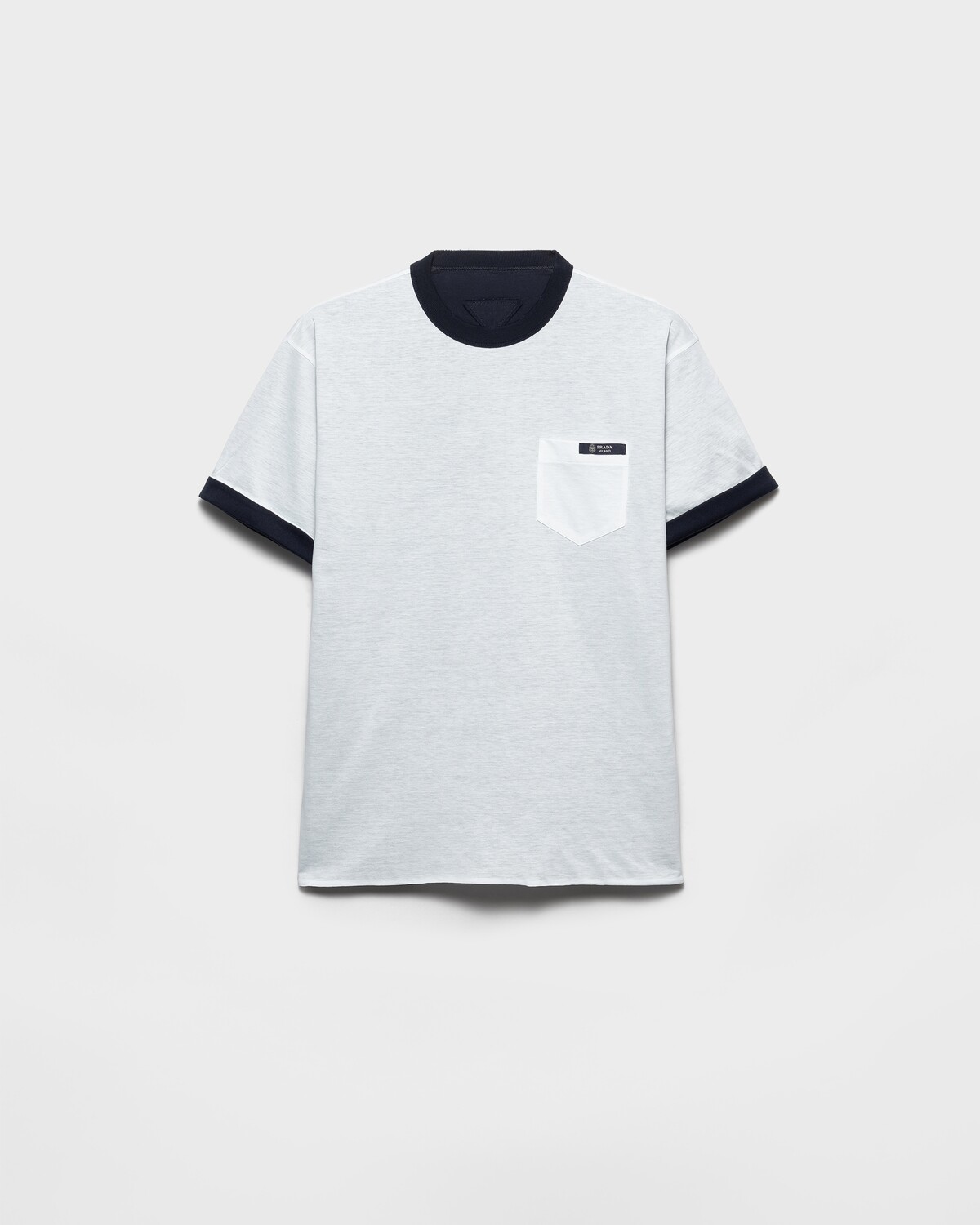 

Двусторонняя хлопковая футболка Prada, белый/темно-синий