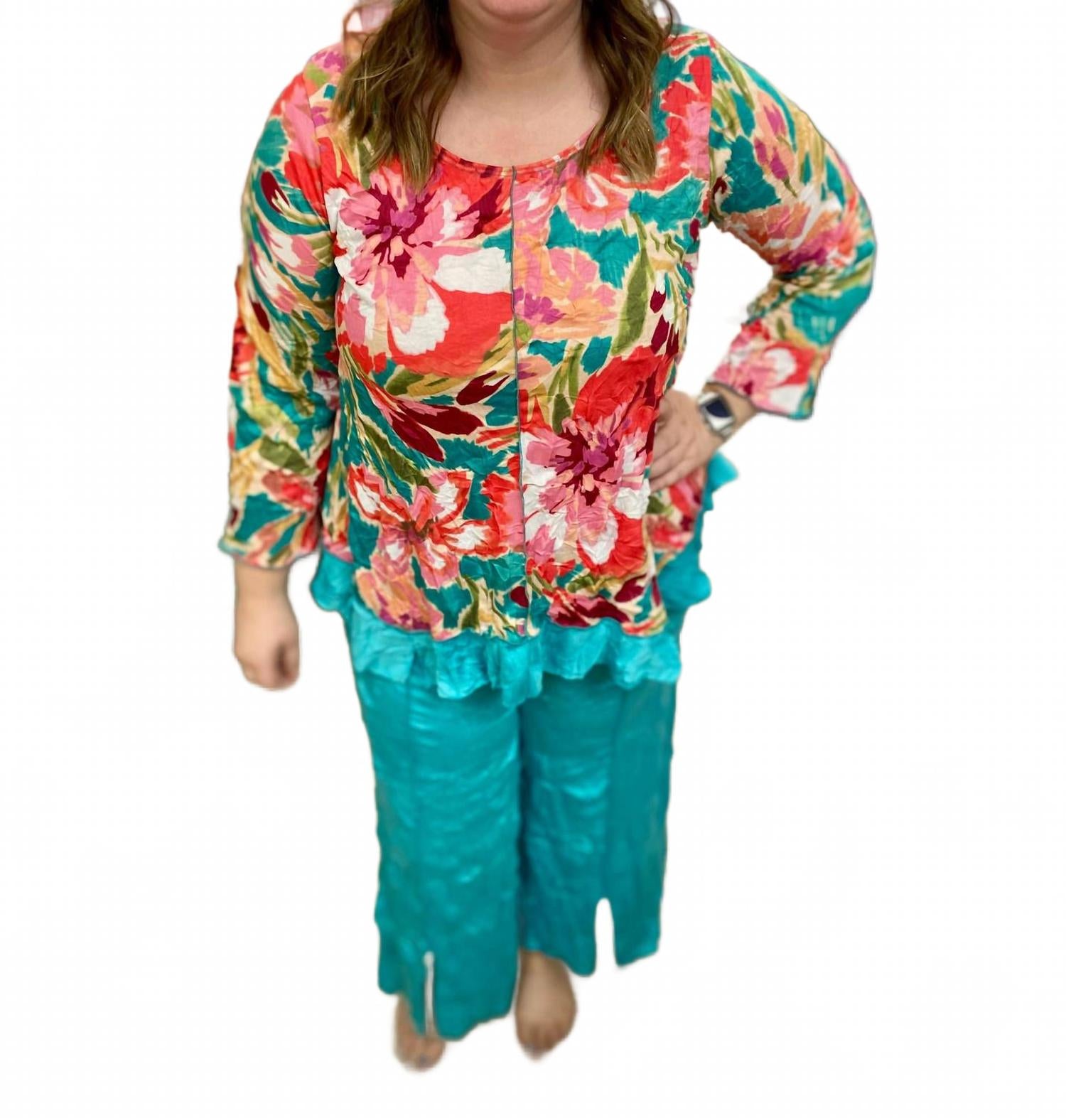 

Мятные брюки прямого кроя с эффектом плиссе Vine Street