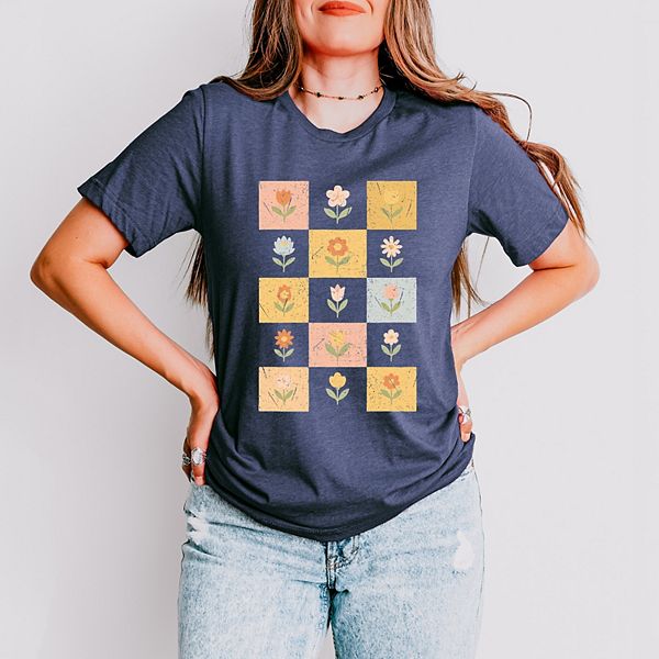 

Футболка с коротким рукавом в клетку с цветочным принтом Simply Sage Market, Heather Navy, Зеленый, Футболка с коротким рукавом в клетку с цветочным принтом Simply Sage Market, Heather Navy