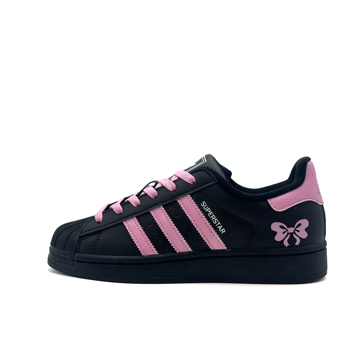 Кроссовки детские скейтбординговые Superstar 2 Adidas Originals черный розовый