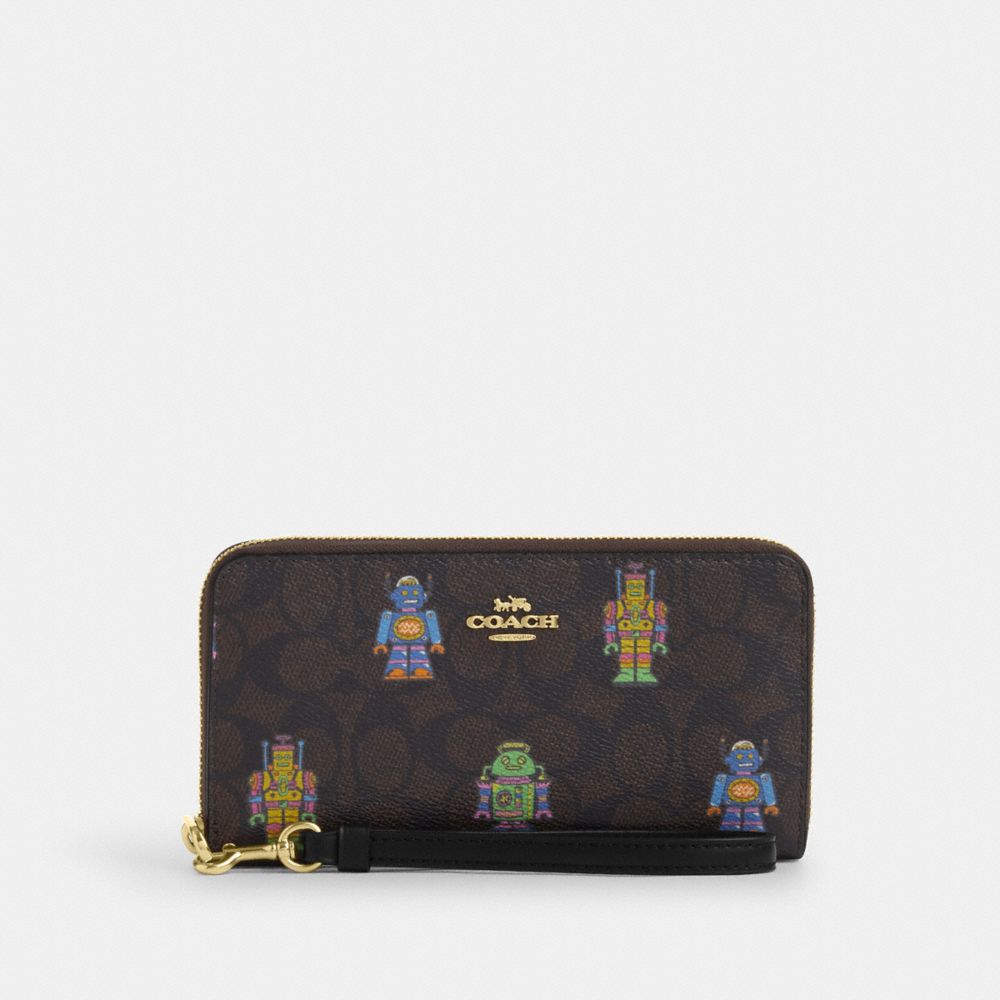

Кошелек Coach Cosmic Coach Long Zip Around Wallet, цвет Gold/Walnut Multi