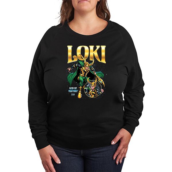 

Футболка с длинным рукавом Loki God of Mischief из френч терри, plus size Marvel