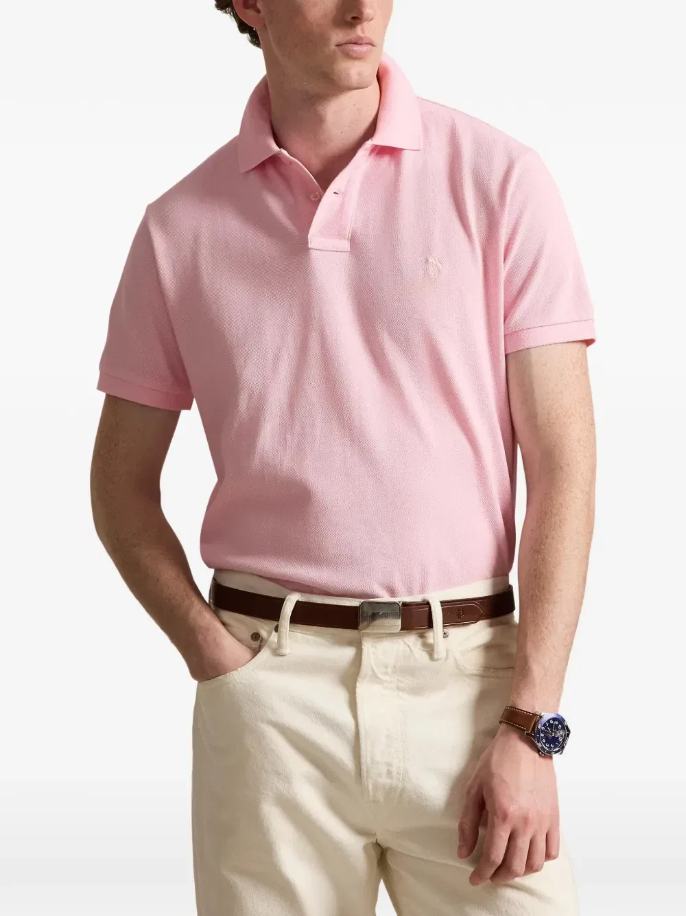 Поло из хлопковой сетки с изображением пони POLO RALPH LAUREN, розовый — фото 3