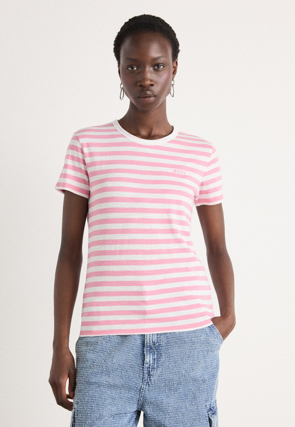 

Футболка с принтом ESLA STRIPED BOSS, розовый