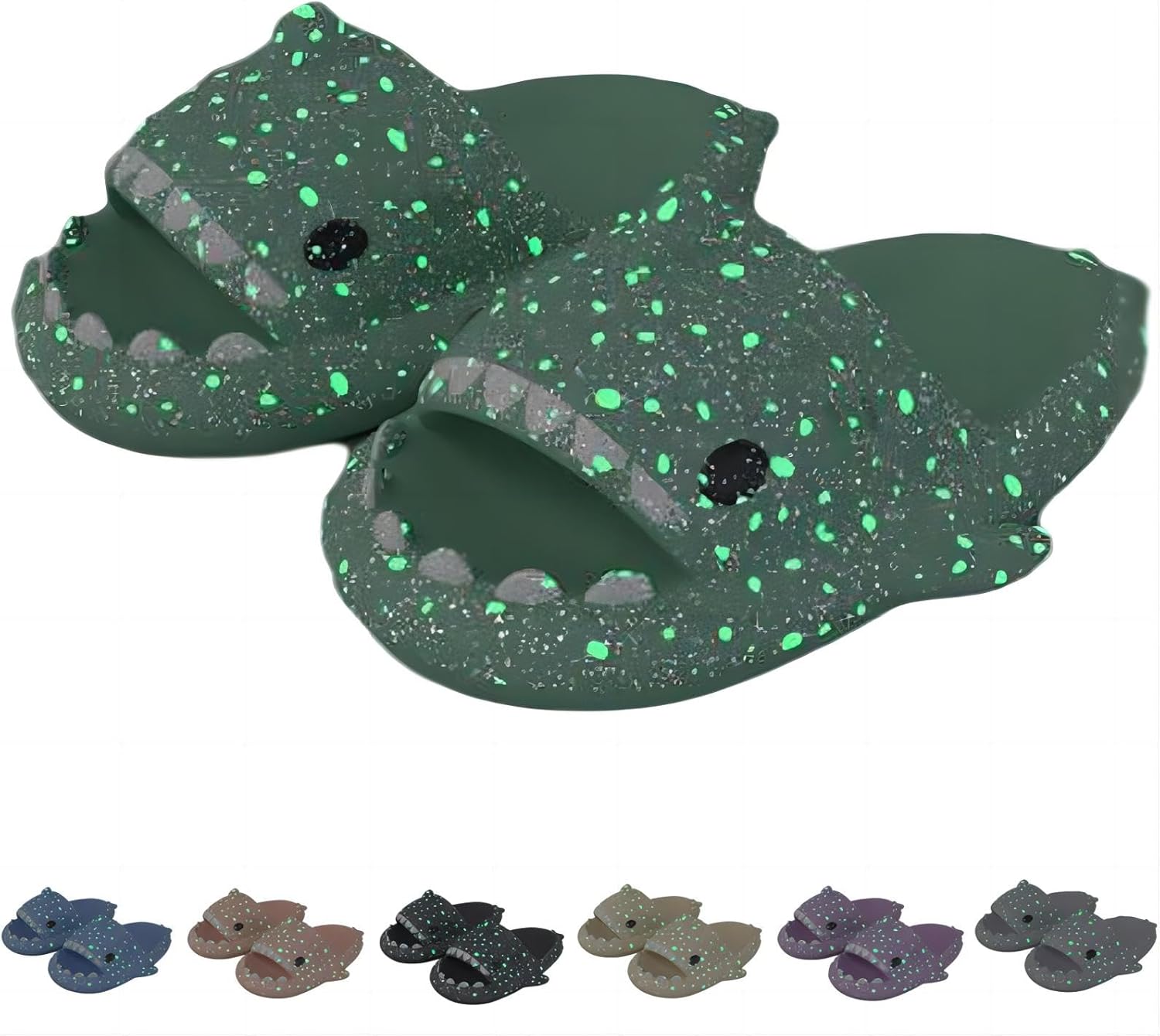 

Тапочки «Галактическая Акула», светящиеся тапочки с акулой, светящиеся в темноте с толстой подошвой, противоскользящие открытые тапочки-акула Generic