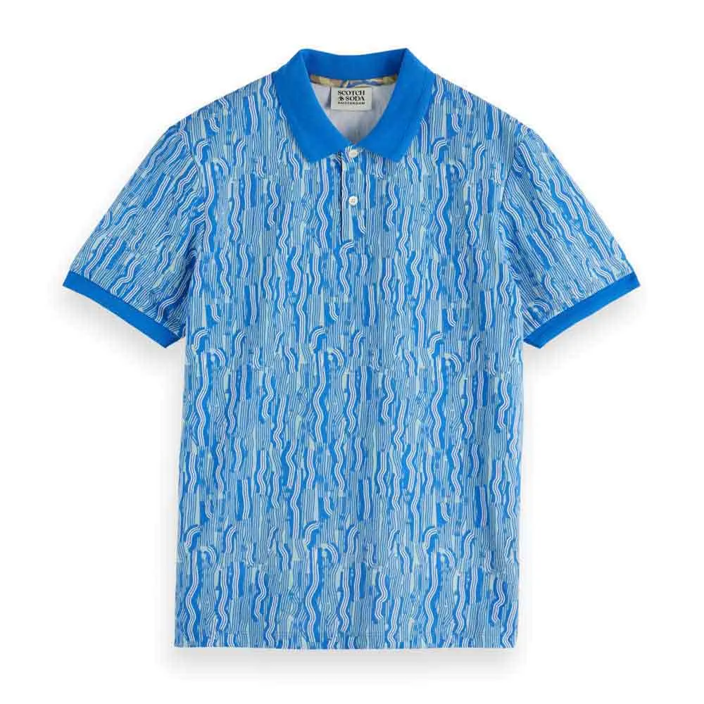 

Поло с коротким рукавом Scotch & Soda Micro Aop Regular Fit, синий