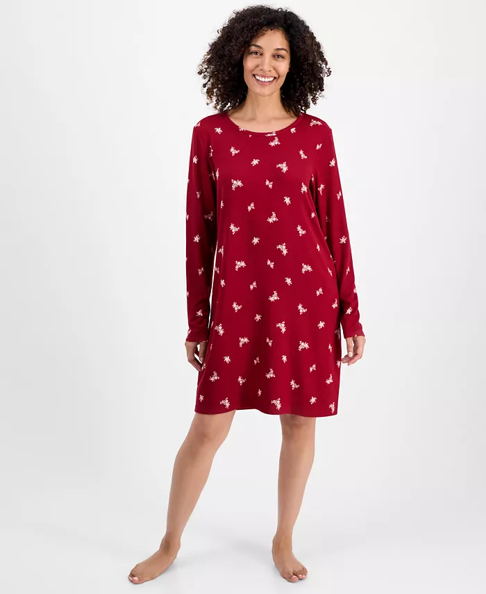 

Женская футболка с принтом для сна с длинными рукавами Charter Club, красный