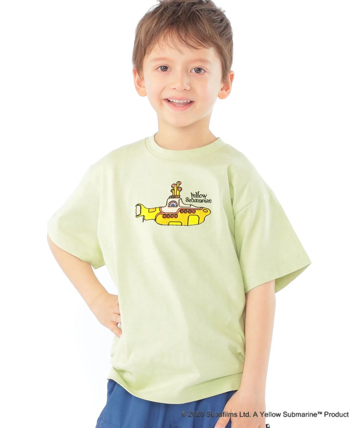 Детская футболка SHIPS KIDS Beatles с вышивкой салатового цвета