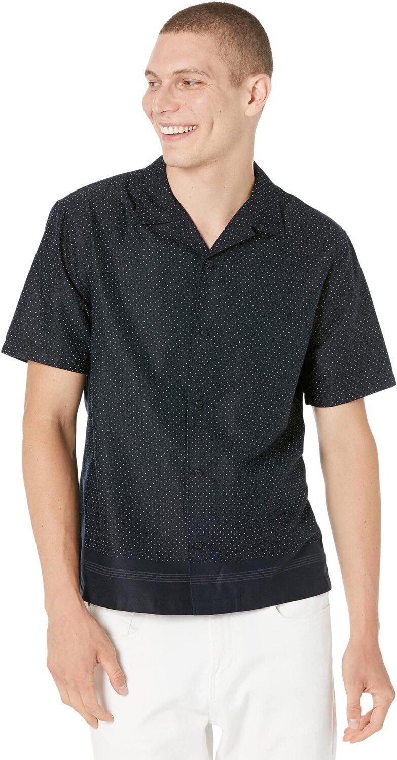 

Рубашка Vince Border Print Short Sleeve, цвет Coastal Blue