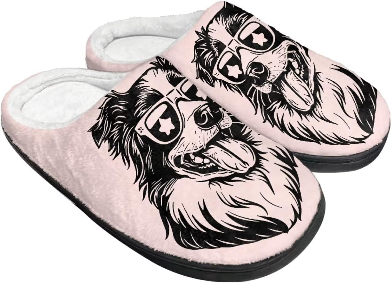 

Унисекс тапочки Howilath из фланели, с мультяшным узором психоделических животных, теплые, дышащие, с противоскользящей подошвой для дома, Border Collie