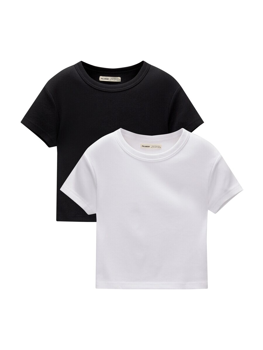 

Футболка Pull&Bear, черный/белый