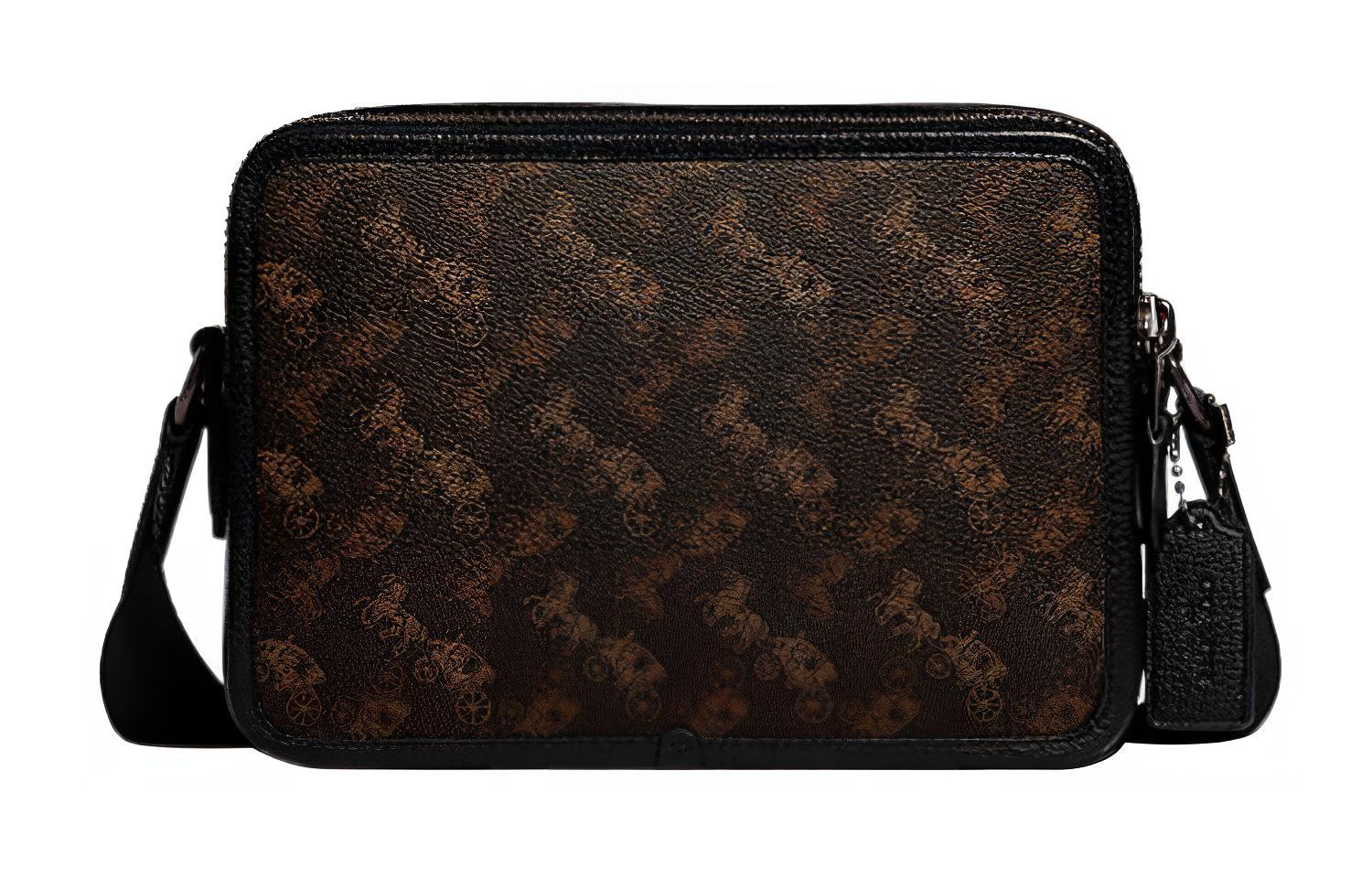 

Кожаная наплечная сумка через плечо среднего размера мужская бежевая COACH