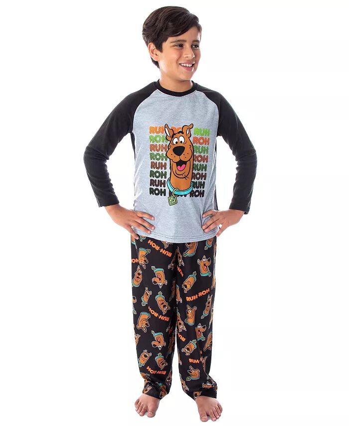 

Пижама для мальчиков Scooby Doo PJS Ruh-Roh!, рубашка-реглан и штаны, комплект для сна Scooby-Doo, черный
