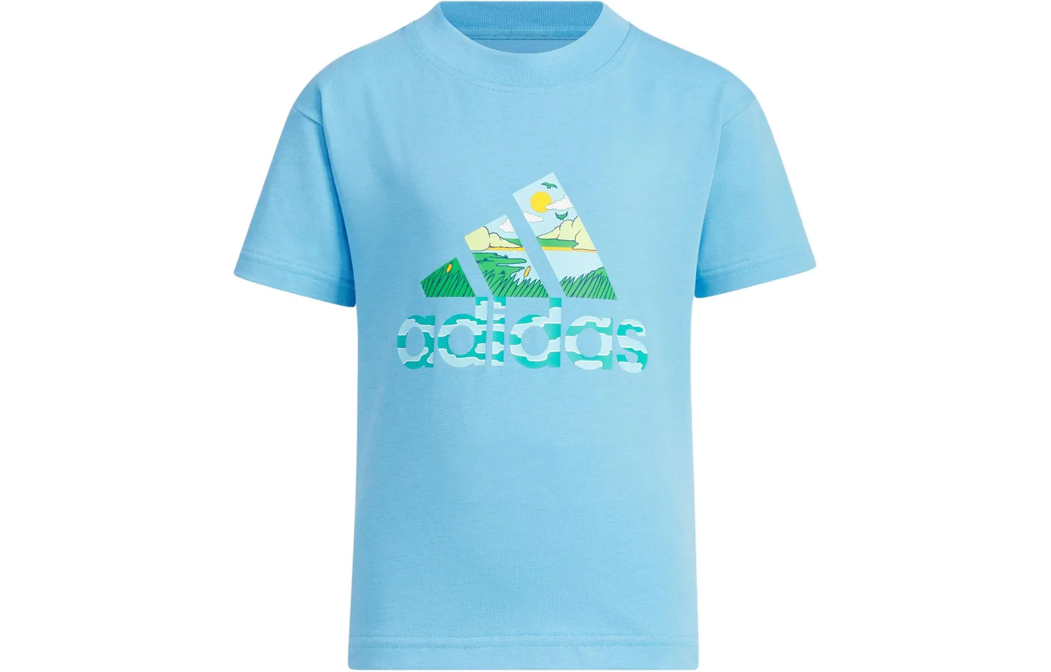Детская повседневная спортивная футболка с круглым вырезом Adidas, Clothing Sets (Blue+Black) — фото 4