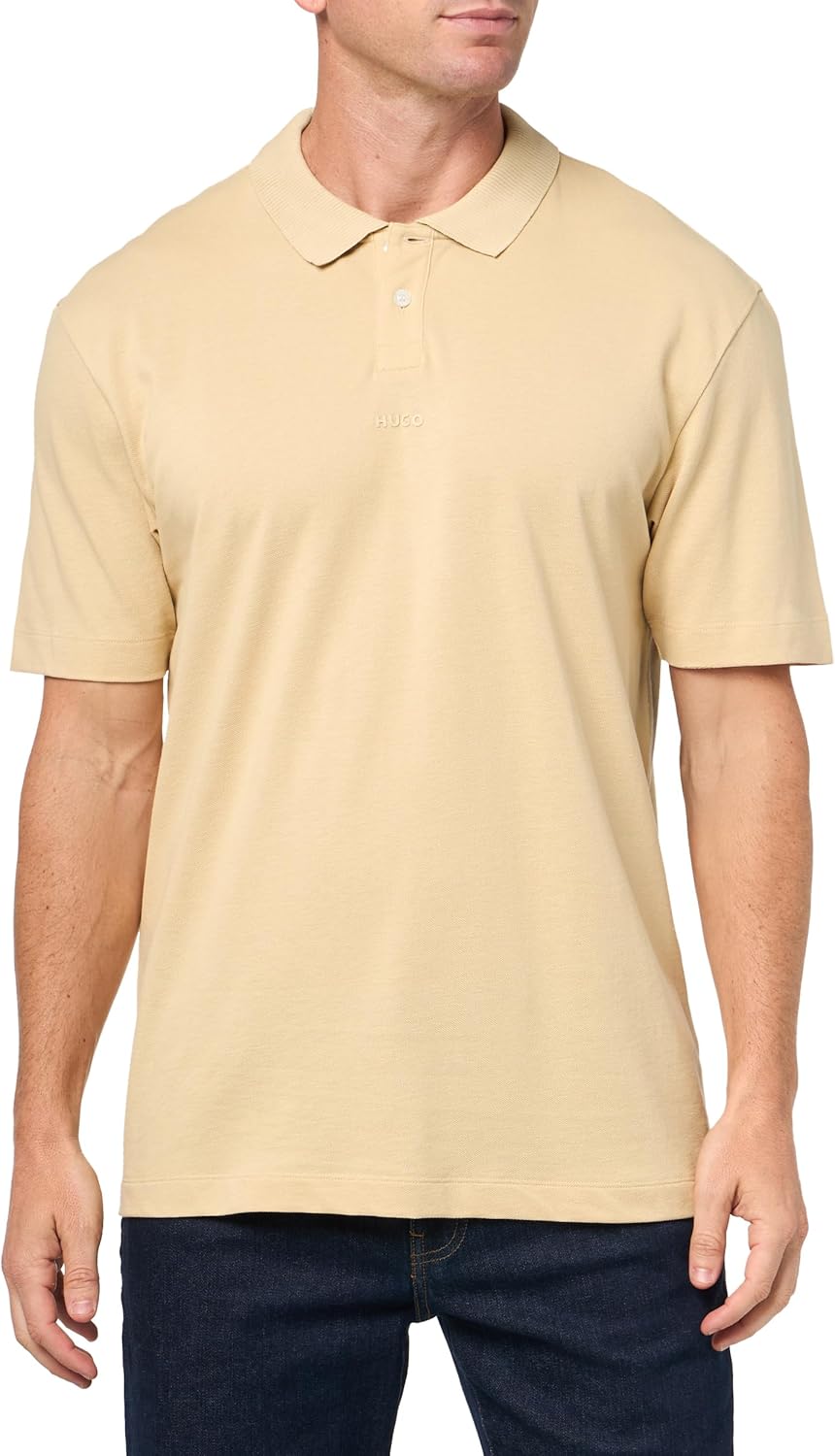 

HUGO Мужская поло с контрастным логотипом по центру, Mojave Dessert