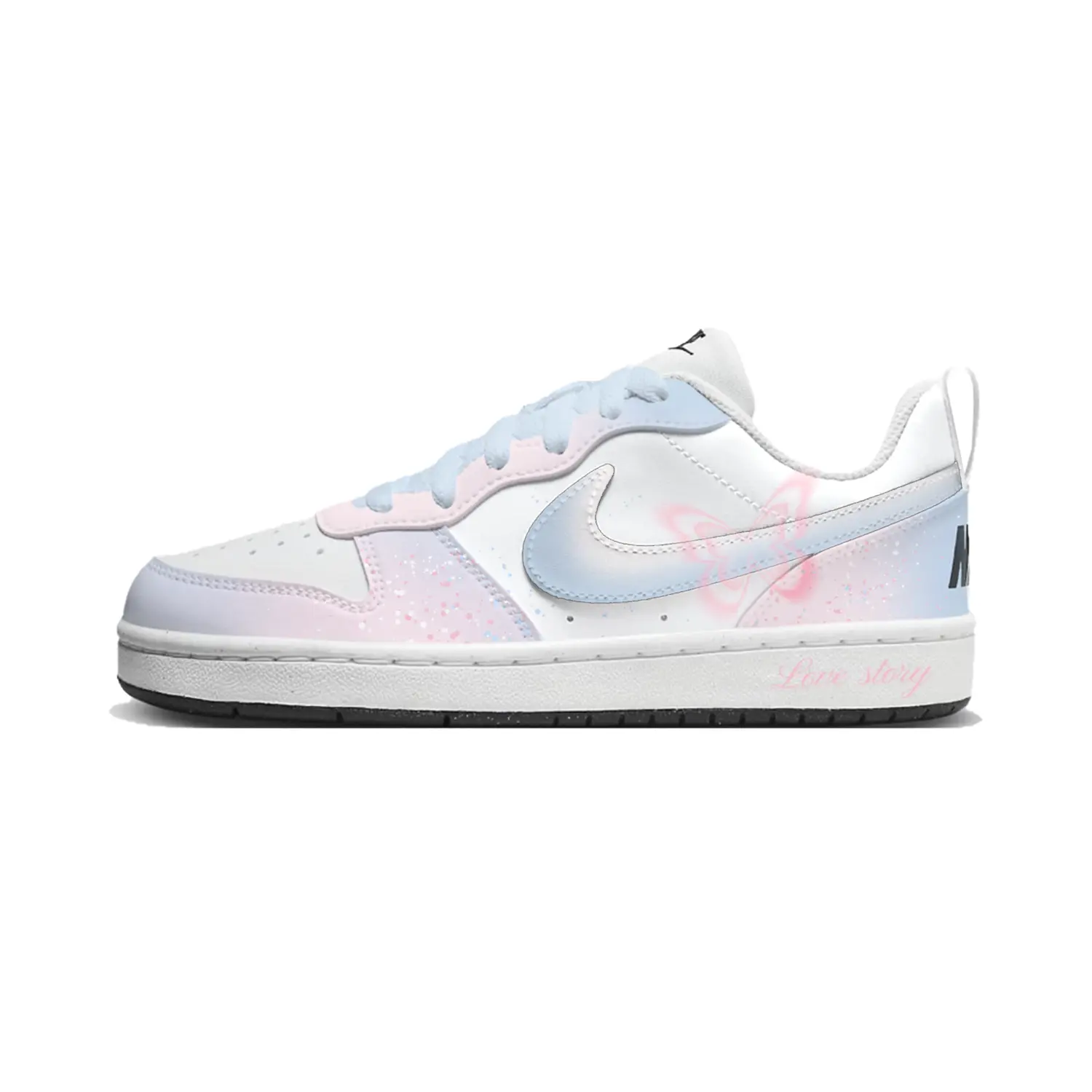 

Nike Бордовые скейтерские кроссовки Court Borough Sakura Butterfly для подростков, устойчивые к истиранию, низкие, White