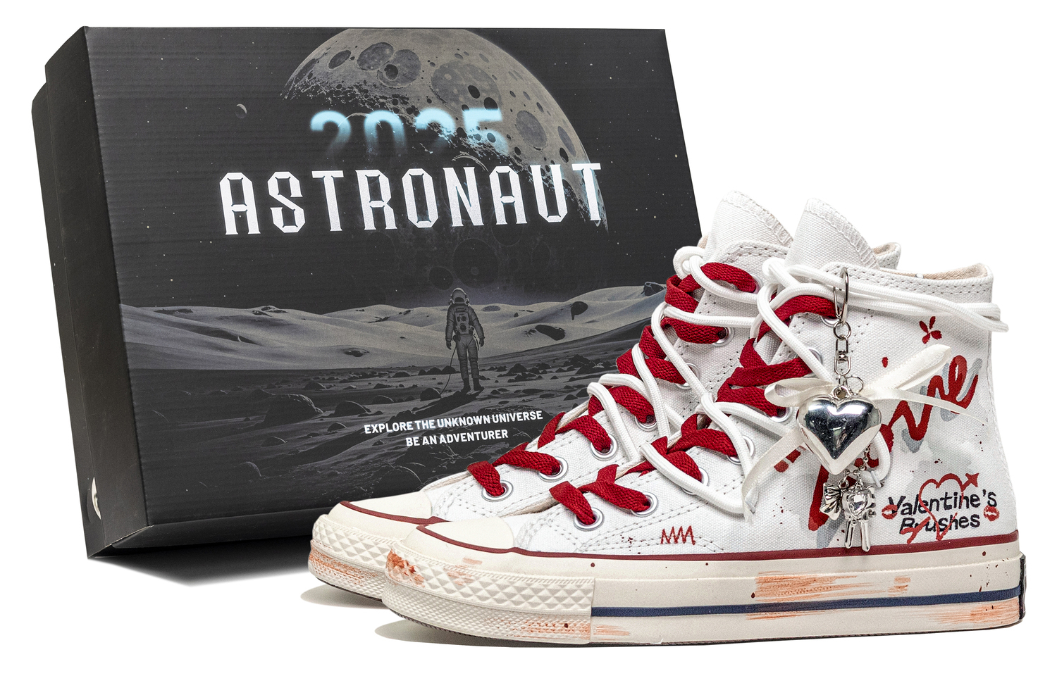 

Chuck 70 Great Painting Journey, Overlapping Love устойчивые к истиранию высокие кроссовки из холста Unisex Converse, красный/белый