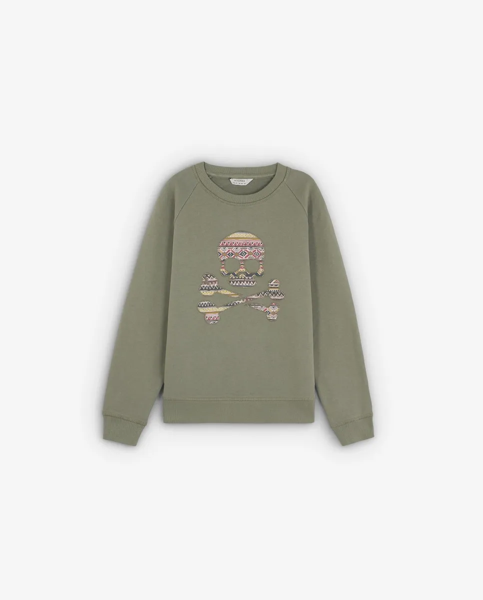 

Детский хлопковый свитшот с длинными рукавами на манжетах Scalpers, зеленый