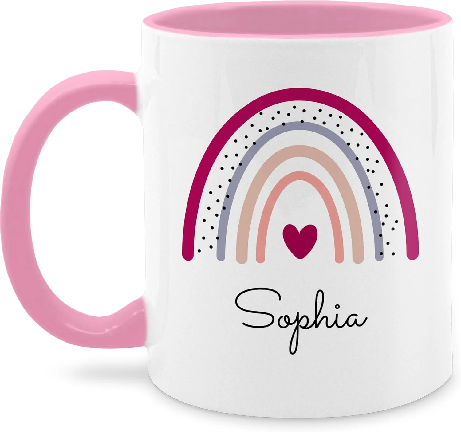 Кружка 325 мл – Rainbow Rainbows – 325 мл – Pink – Sophia Name Rainbow Personalised and Heart Geschenk mit Namen personalisiert by Shirtracer