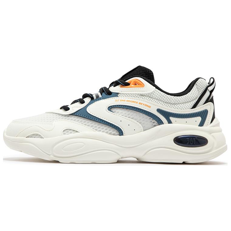 

Амортизирующие и дышащие низкие массивные кроссовки мужские White Black 361°, Feather White/Obsidian Black