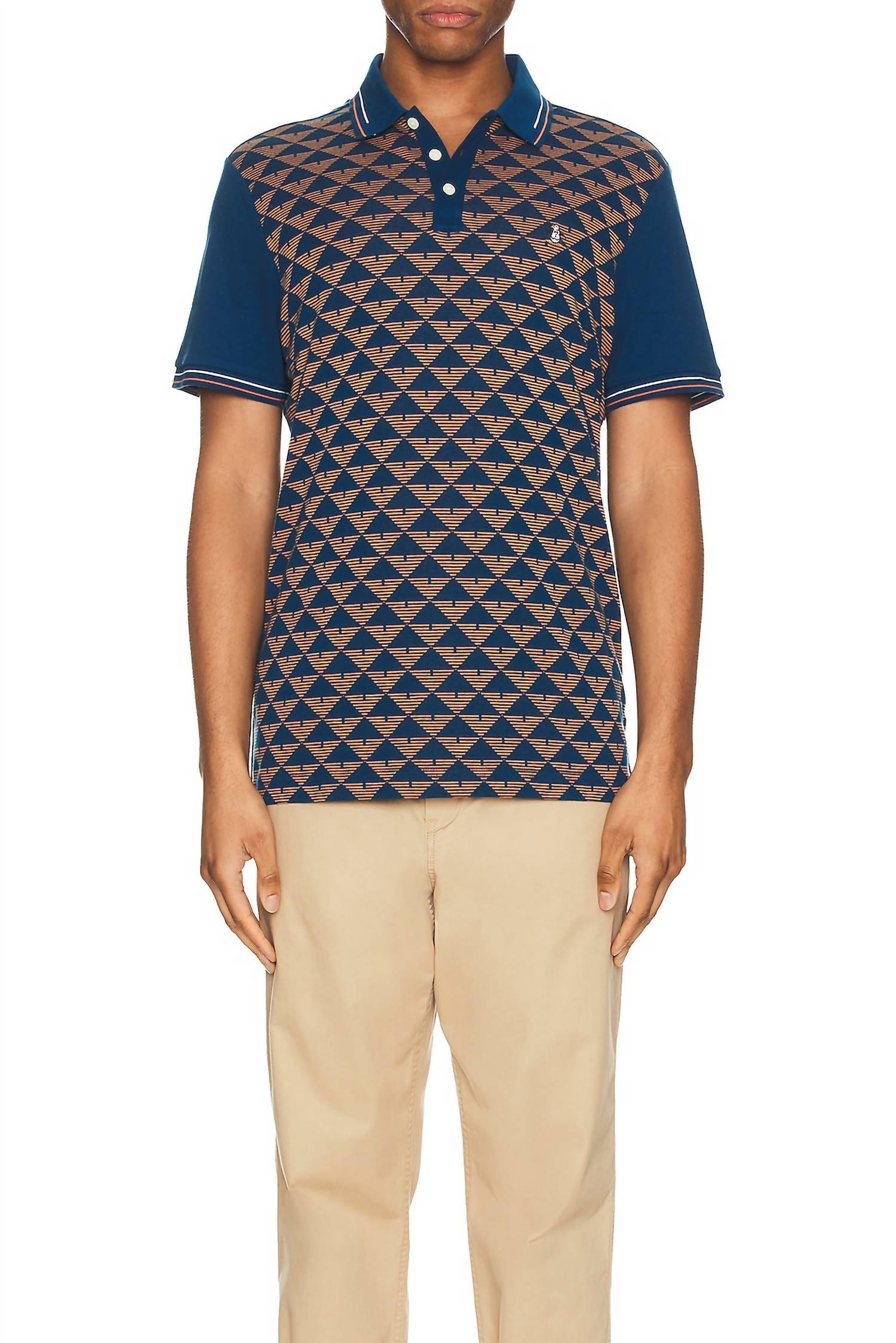 

Жаккардовое поло цвета «Посейдон Блю» Original Penguin, цвет poseidon blue