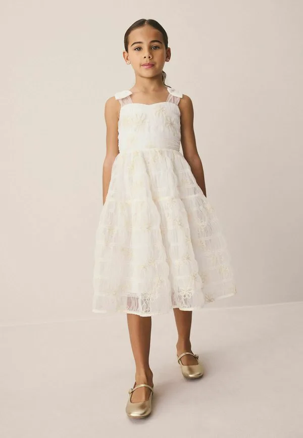 Платье повседневное, прямого кроя, с вышитым бантом Laura Ashley, Ivory