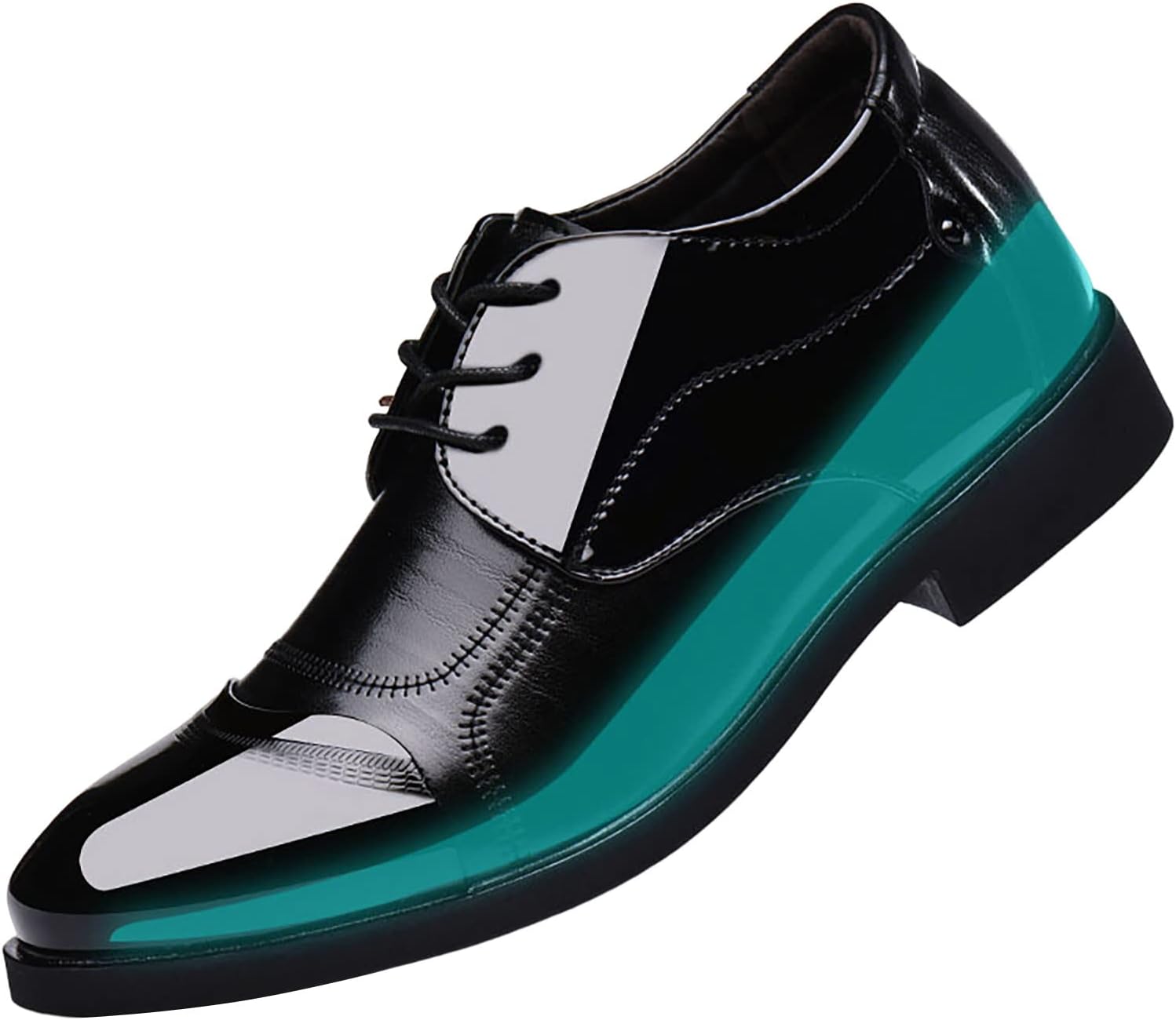 

Мужские кожаные туфли CsgrFagr с высокой посадкой, лакированная кожа, британский стиль, деловой повседневный стиль, мужские кожаные туфли для торжественных случаев (темно-синий, размер 8)