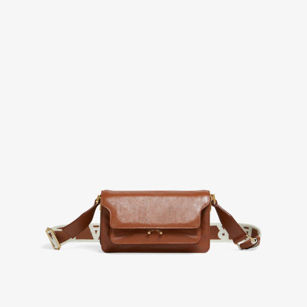 

Кожаная сумка через плечо Trunk Marni, цвет moca