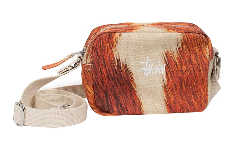 

Боковая сумка из брезента и коровьей кожи Stussy, коричневый