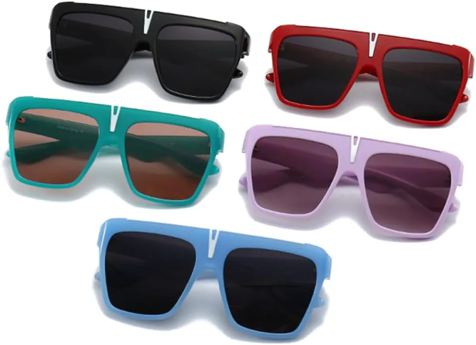 

Большие женские солнцезащитные очки Jelly Color с защитой от УФ-излучения UV400, мужские солнцезащитные очки с плоской верхней частью и заклепками LANGSER, Black Gray