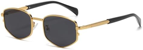 

Солнцезащитные очки в стиле ретро 2027 года: многоугольные квадратные металлические, для женщин, модные градиентные, с защитой от УФ-излучения UV400, для мужчин MTZJH, Golden Grey