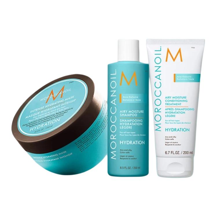 

Элегантный и изящный набор шампуня и кондиционера для ухода, восстановления и питания Moroccanoil, three-piece set: shampoo 250ml+hair conditioner 200ml+hair mask 250ml