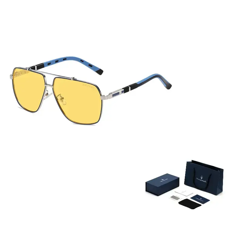 

Авиаторские солнцезащитные очки для мужчин plate and metal tr90 Maserati