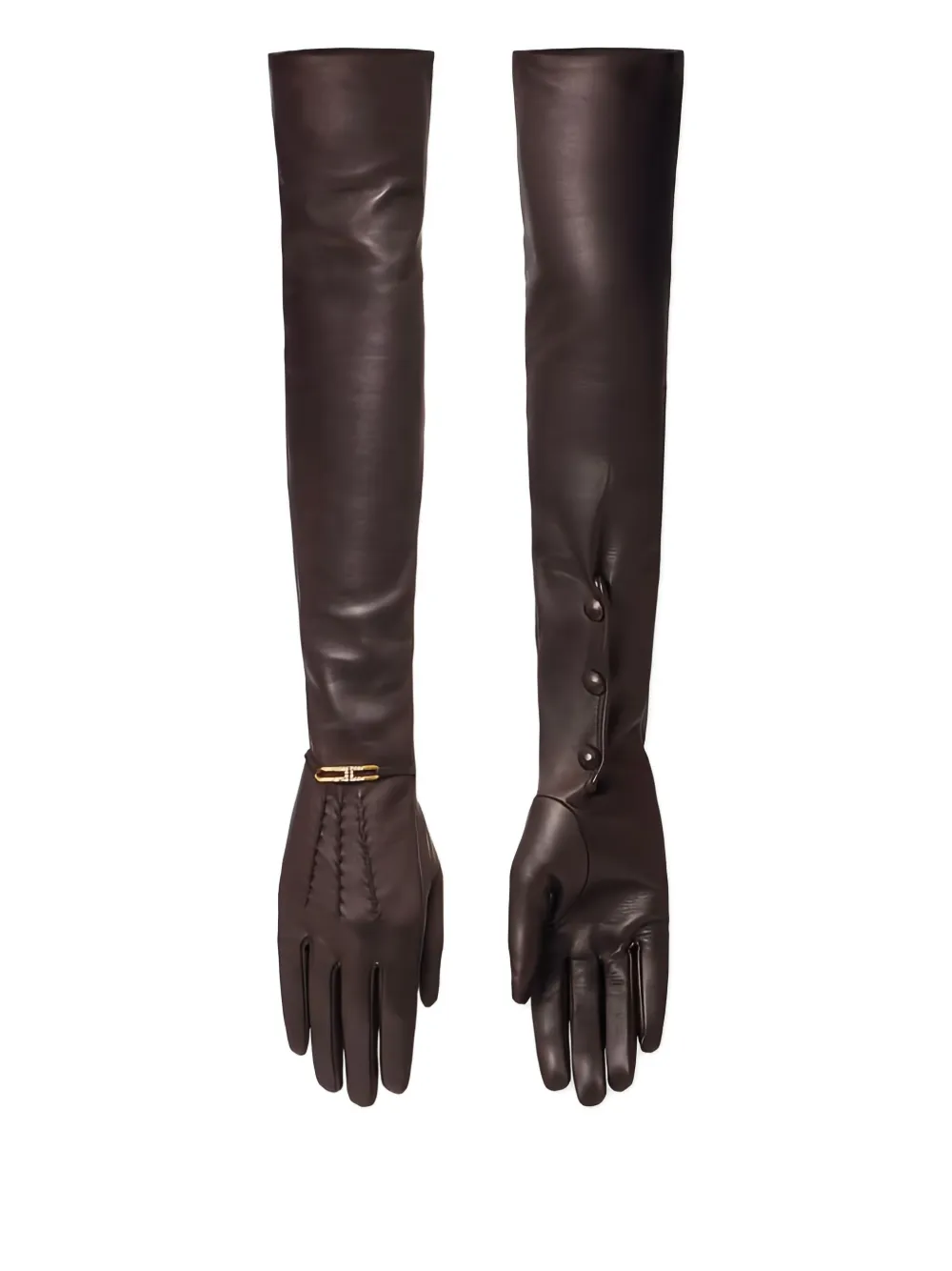 

Перчатки из наппы с украшением из драгоценных камней Elisabetta Franchi, коричневый