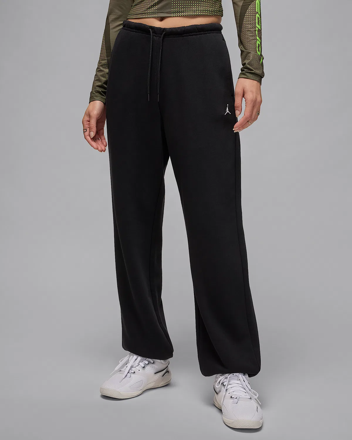Женские флисовые штаны Dri-FIT Jordan Sport Crossover, Black/White