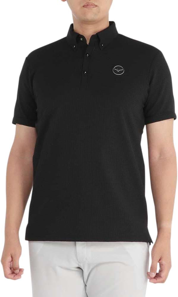 

Мужская рубашка-поло Mizuno для гольфа в клетку, с коротким рукавом, влагоотводящая, быстросохнущая, с удобным дизайном, E2MAB022, черный