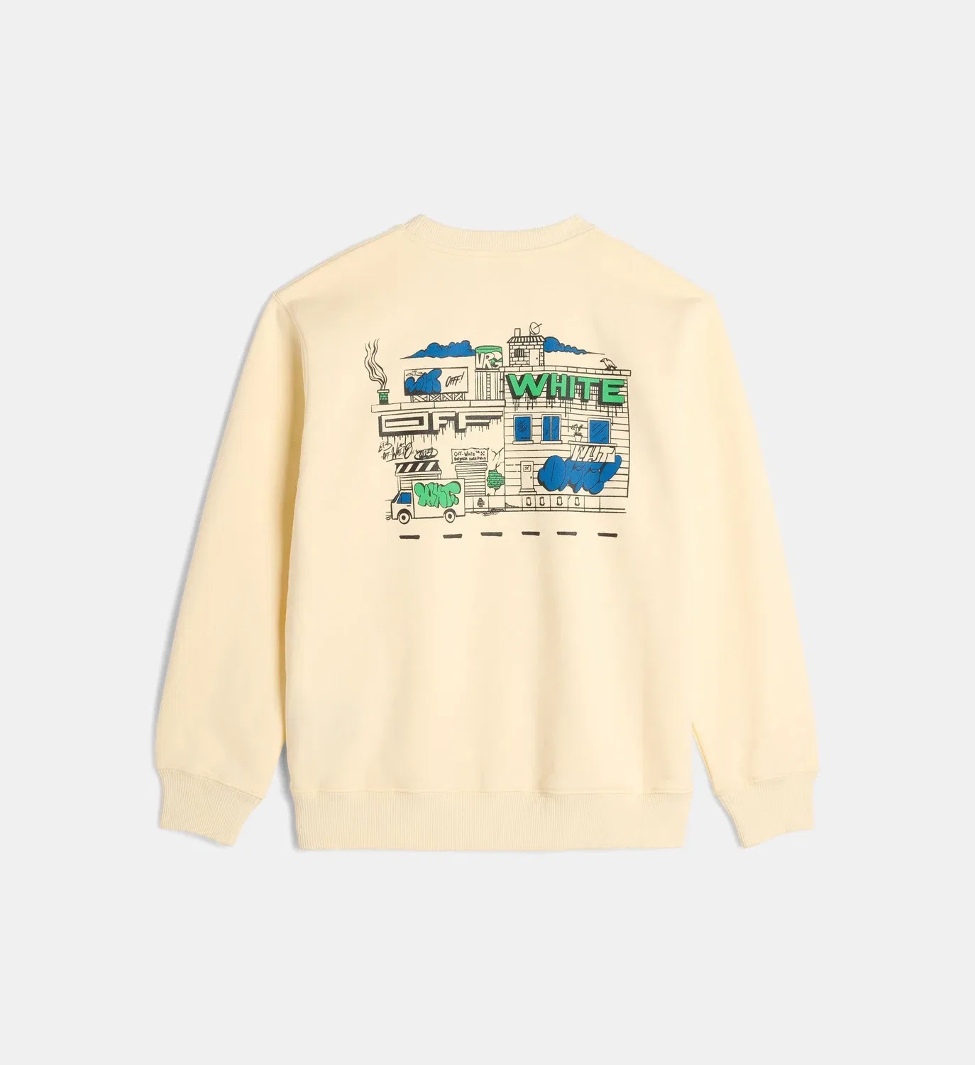 Свободный свитшот с граффити-мотивом из хлопка Off White, желтый — фото 2