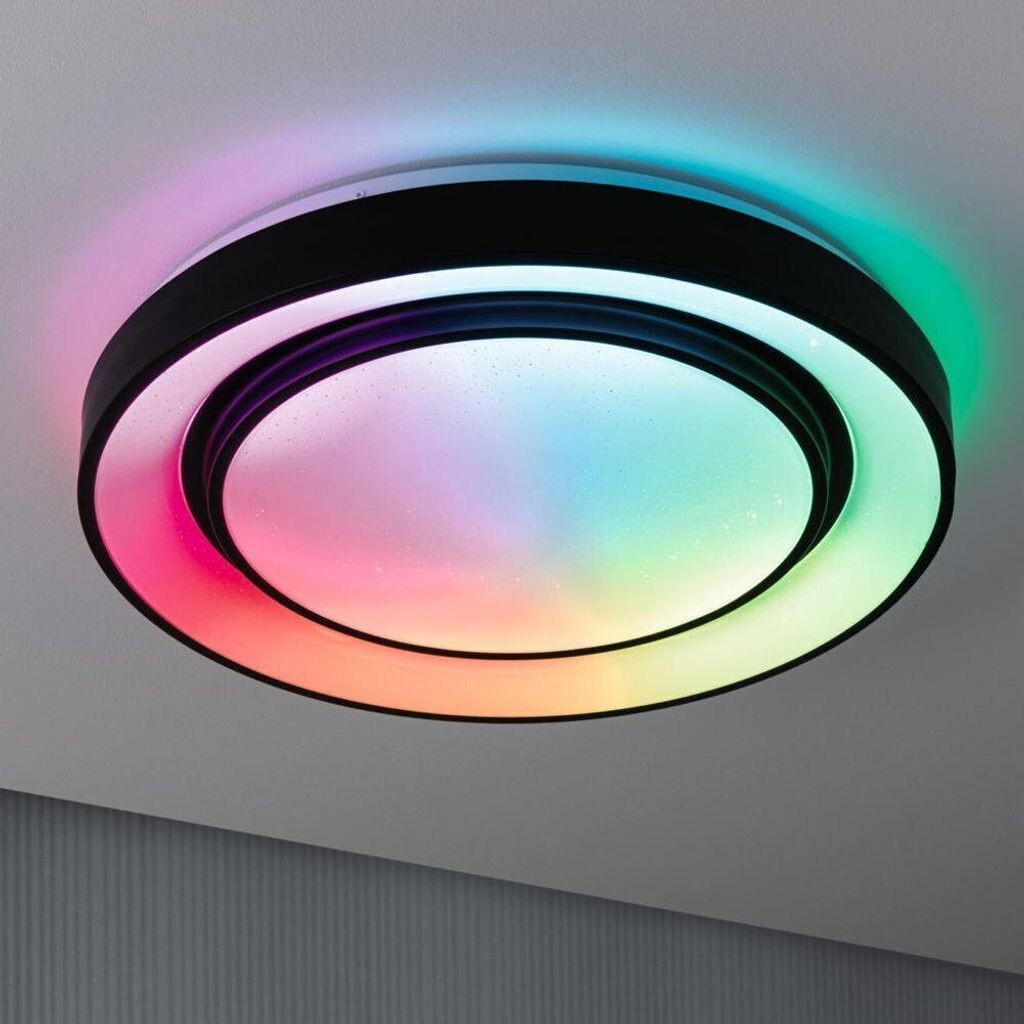 

Paulmann Светодиодный потолочный светильник Rainbow с эффектом радуги 475мм RGB, настраиваемый белый 1500лм 230В 38.5Вт черный, белый